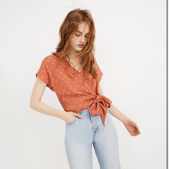 Madewell Tops - Madewell Wrap Polka Dot Blouse size L